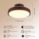 Bladeless Ceiling Fan with Light and Remote, Grained Modern Enclosed Ceiling Fan, Dimmable Led Bladeless Fan Light, Low Profile Flush Mounted Fan Indoor