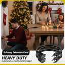 Kanayu 5 Pcs 2 ft Black 3 Prong Extension Cords, [ul Listed] 13a 125v 1625w, Indoor Outlet Extender Male and Female Power Cables, Flexible for Home, Garden, Office and Christmas Lights Decorations
