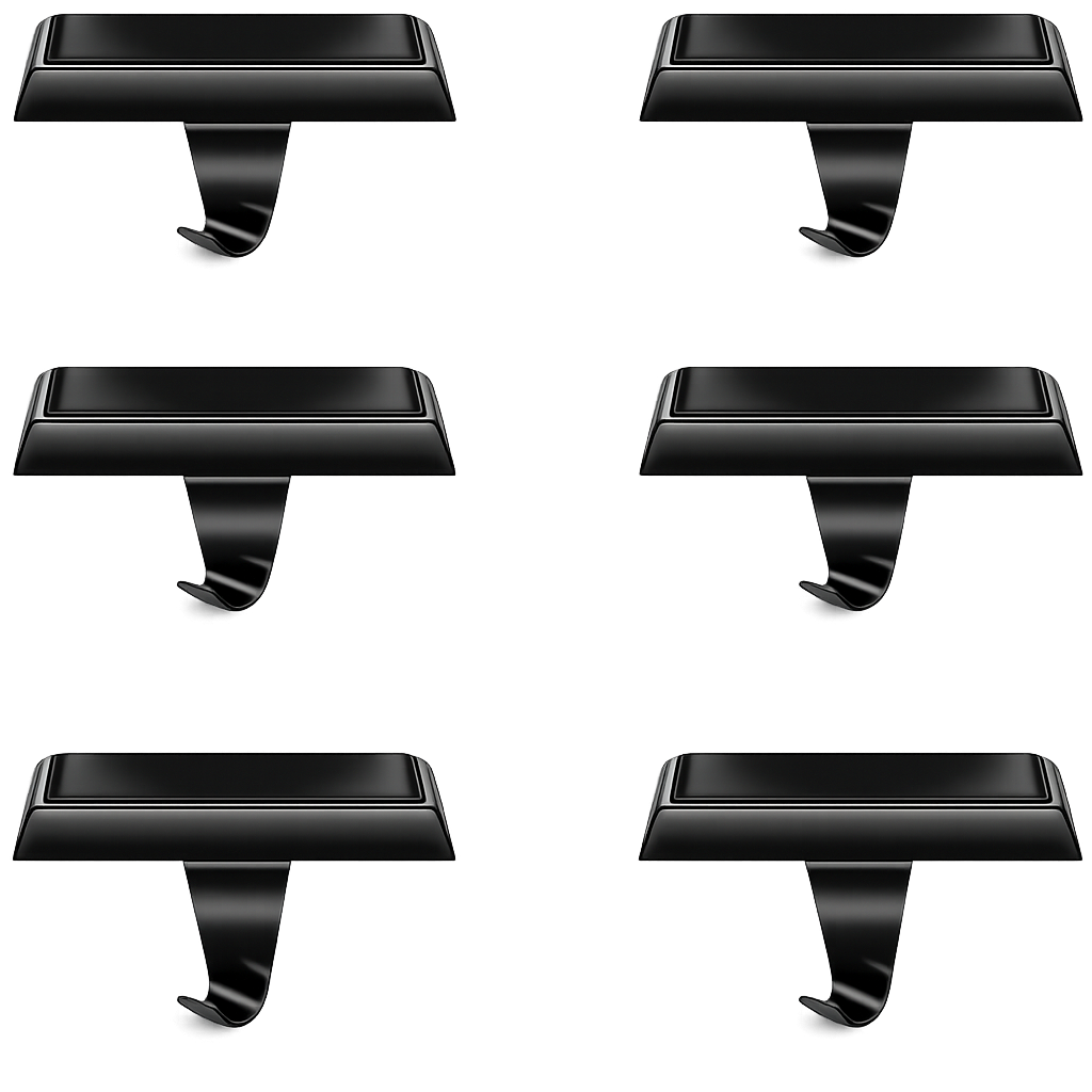 Christmas 6 Pcs Black Stocking Holders Mantel Hook Hangers Fireplace Hooks Hanger Grip Bases for Christmas Party Decorations Xmas Dcor