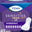 TENA Sensitive Care Incontinence Pads, Bladder Control & Postpartum for Women, Overnight Absorbency, Extra Coverage - 45 Count