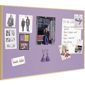 Fabric Bulletin Board 30x20 inches, Golden Aluminum Framed Wall Pin Board