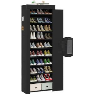 Shoe Rack with Cover, Tall Shoe Rack with Magnetic Closure Cover, 10 Tier Shoe Organizer Storage for 34-37 Pairs Shoes and Boots Large Capacity Shoe Cabinet for Closet, Entryway, Dorm, Garage
