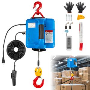 IRONWALLS 3 in 1 Electric Hoist Winch 1100LBS, 1500W Portable Power Winch Crane 110V 120V, 25FT Lifting Height, Small Electric Winch with Manual Button, Wired & Wireless Remote Control for Garage
