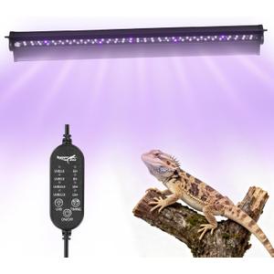 UVB Light for Reptiles, 18W HO LED UVB Reptile Light Fixture UVA UVB Lamp Bulb Terrarium Light with Timer and 5 Adjustable Brightness for Bearded Dragon Turtle Snake Crested Gecko Chameleon, 22 Inch