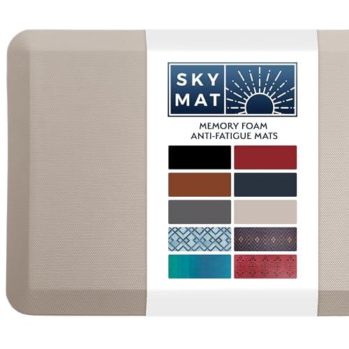 Sky Solutions Anti Fatigue Floor Mat - 3/4" Thick Cushioned Kitchen Rug, Standing Desk Mat - Comfort at Home, Office, Garage - Non Slip, Durable and Stain Resistant (20" x 32", Beige)