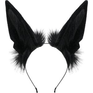 Handmade Fur Rabbit Ears Headwear Women Men Cosplay Costume Party Cute Head Accessories for Halloween (Black) Handmade Fur Rabbit Ears Headwear Women Men Cosplay Costume Party Cute Head Accessories for Halloween (Black)