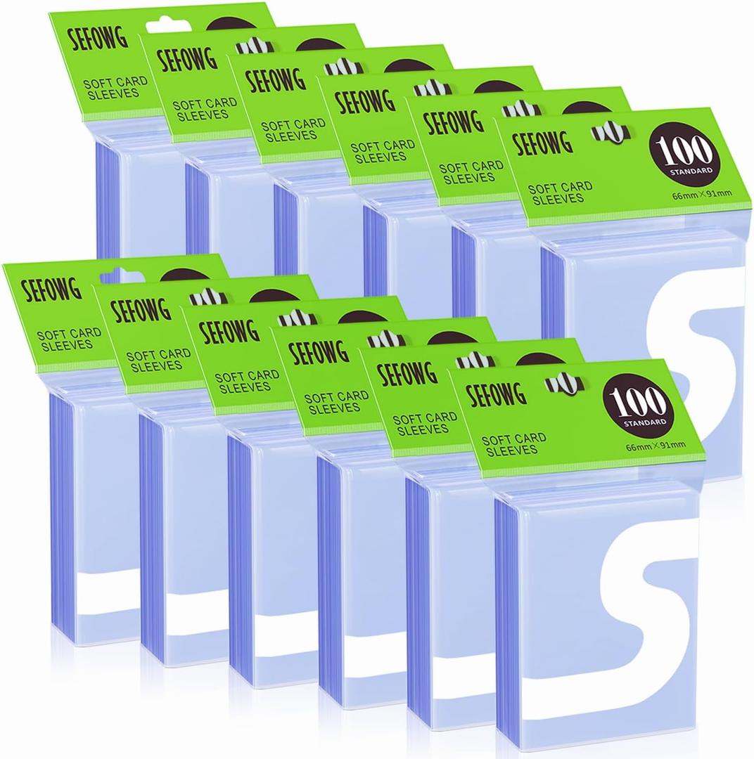 1200ct Clear Card Sleeves for Trading Cards, Baseball Sports Soft Sleeves, Ultra Soft Plastic Card Protector Sleeve for Football, MTG, PKM, Game, Standard Cards