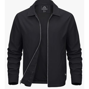 MAGCOMSEN Men's Lightweight Jackets Full Zip Up Light Coat Laydown Collar Jacket Casual Windbreaker Jacket with Zip Pockets M