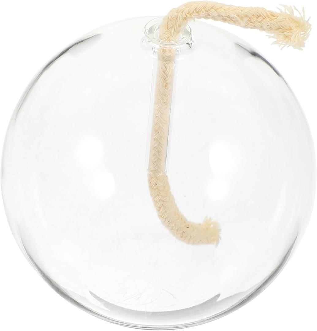 Cabilock Round Clear Glass Oil Lamp Ornament 3.15 Inch Vintage Kerosene Lamp for Indoor Tabletop Home Decor Wedding Party Ambient Lighting