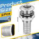 2 Pcs Thru Hull Fittings for Boats 3/4 316 Stainless Steel Thru Hull Connector Marine Combo Grade Barbed Boat Plumbing Fittings with Nut Gasket for Boats Yachts Rvs