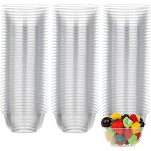 100 Pack Small Clear Plastic Bowls, 8oz Hard Disposable Salad Bowls, Disposable Bowl for Party Serving, Ice Creams, Desserts, Catering, Special Events