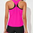 Aleumdr 3 Piece Womens Tankini Swimsuits with Shorts Athletic Bathing Suits Tank Tops with Bra and Boyshorts Rose Medium