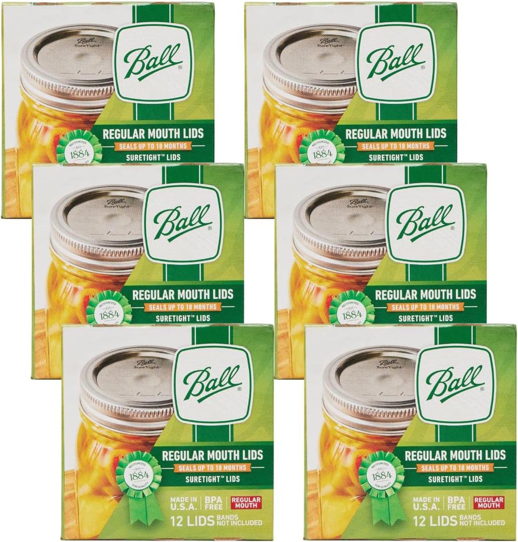 Ball Mason Jar Lids, Regular Mouth, (Pack of 6)