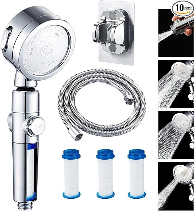 ZEMINIOR RV Shower Head with Hose, High Pressure Water Saving Shower Head Replacement, Handheld Shower Head for Camper, Travel Trailer, Motorhome - 3 Spray Modes for, 79" Hose, On Off Switch, Sliver