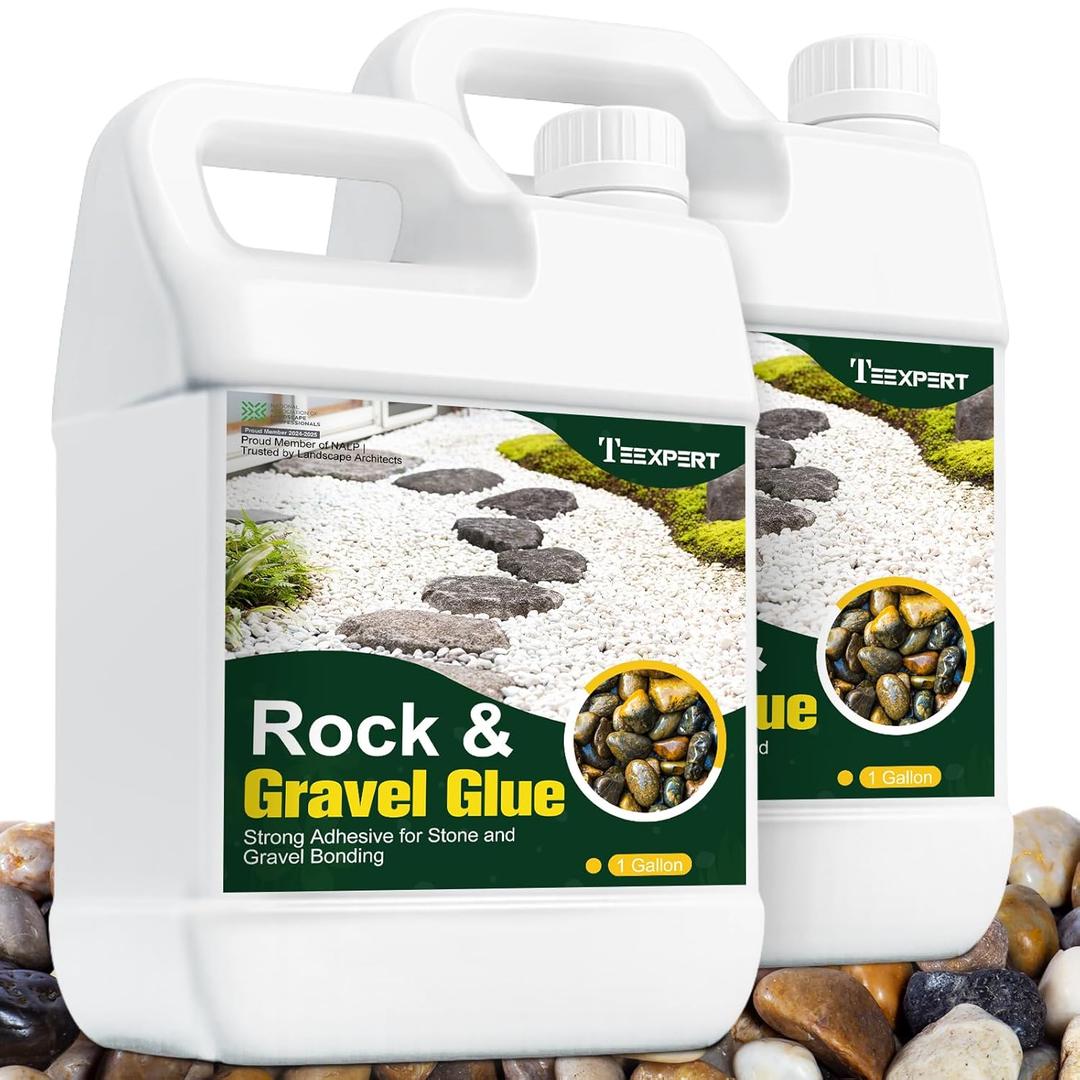 Teexpert 2 Gallon Rock Glue for Landscaping  Strong Pea Gravel Binder & Stone Adhesive for Walkways, Yards, Patios, and Driveways