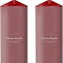 Hand Poured Pillar Candles Set of 2, 3x8 inches Emergency Large Red Candle, Smokeless Dripless Unscented and Non-Toxic Candles, Home Wedding Decor Candles