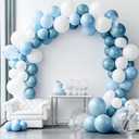 YAOWKY Dusty Blue and White Balloons Garland Arch Kit,111pcs 18 12 5 Inch White Blue and Bobo Latex Balloons for Baby Shower, Graduation, Wedding, Bridal Shower, Birthday Party Decorations