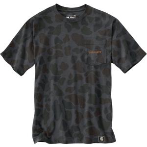 Carhartt Men's Relaxed Fit Lightweight Short-Sleeve Pocket Logo Graphic T-Shirt, Shadow Signature Camo
 (XL)