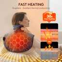 Far Infrared Heating Pad for Neck and Shoulders and Back - 6X Deeper Pain Relief, Graphene 30s Fast Heat, 8 Heat Setting, 16 Timer, Automatic Memory, Weighted Heating Pads Gift for Women&Men (Grey)