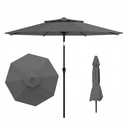 Tobeos 10 FT Outdoor Patio Umbrella, 2 Tiers Market Table Umbrella with 8 Sturdy Ribs, Push Button Tilt and Crank, UPF50+ UV Protection for Deck, Pool, Garden and Backyard, Gray