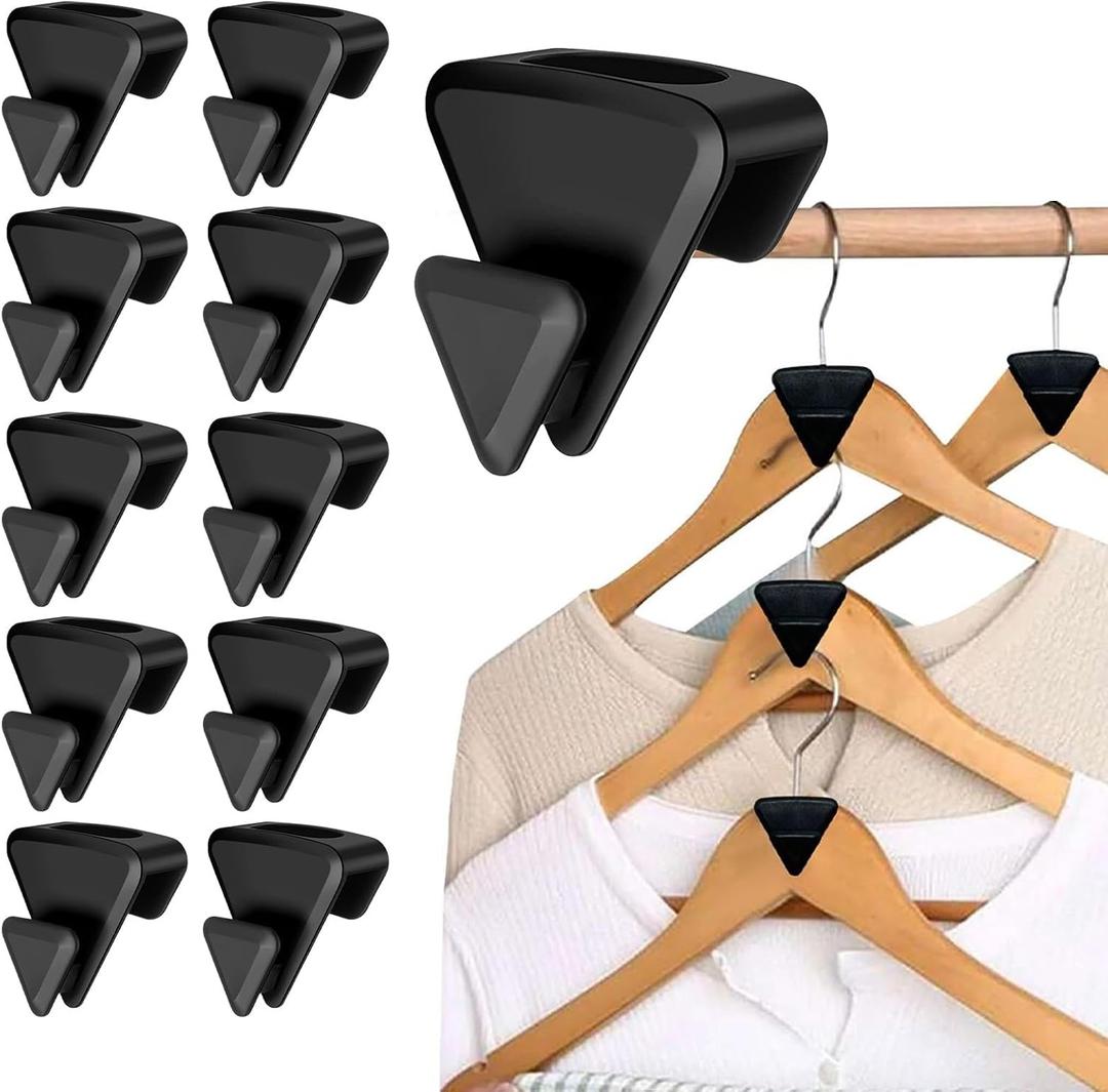 Hanger Hooks Space Saving, 18Pcs Heavy Duty Hanger Hooks for Clothes, Durable Connector Hooks for Closet Organization, Perfect for Velvet, Wooden Hangers, Black