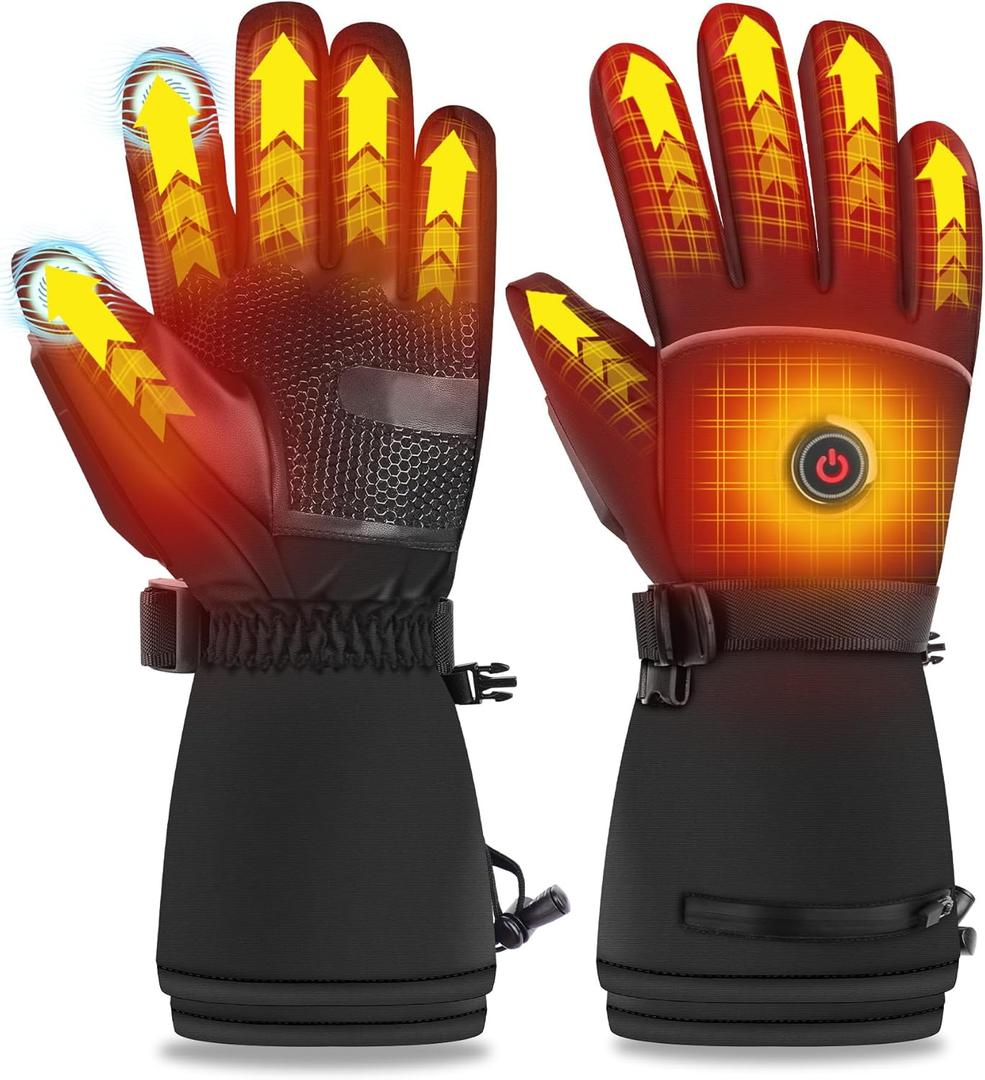 Heated Gloves for Men Women, Rechargeable 5V 6000mAh for Extreme Warmth, Waterproof Touchscreen Heating Gloves for Skiing, Hunting, Hiking, Winter Working, Camping (Large)