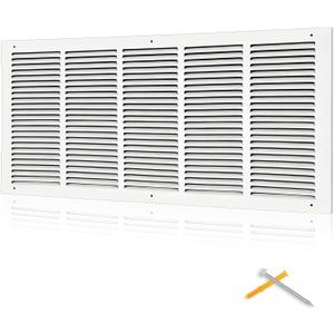 Fancat 30x12 Duct Opening | Steel Return Air Grille | Vent Cover Grill for Sidewall and Ceiling | HVAC Cold Air Intake Grille | White | Outer Dimensions: 31.75"W X 13.75"