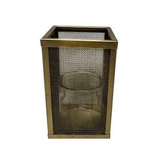 HD Designs Metal Candle Holder with Glass, 8 in