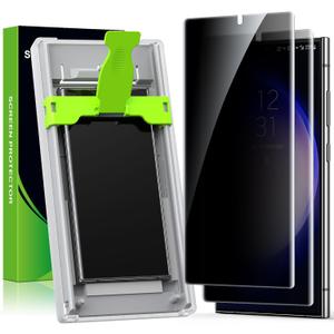 2 Pack for Samsung Galaxy S23 Ultra / S22 Ultra 6.8 Privacy Screen Protector [Non-Glass] Auto Alignment, Bubble-Free, Fingerprint ID Support, Full Coverage Anti-Spy PET Film, Case Friendly