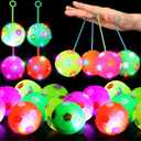 16 Pieces LED Light up Ball Spiky Bouncy Soccer Ball Multicolor Stress Relief Flashing Glow in The Dark for Party Favors Gifts School Rewards Classroom Prizes Adults, Teens and Children