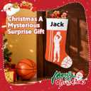 2 x 20 Inch Football Christmas Stocking-Sports Theme Hanging Stocking with Player Silhouette, Large Fireplace Decor for Family Holiday Party Supplies