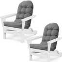 Adirondack Chair Cushion Set of 2 Thick Indoor/Outdoor Rocking Chair Cushion with Elastic PP Cotton Water-Resistant Patio Furniture Cushions High Back Seat Pads for Porch Yard Lawn Chairs 44x19x4 (Dark Grey)