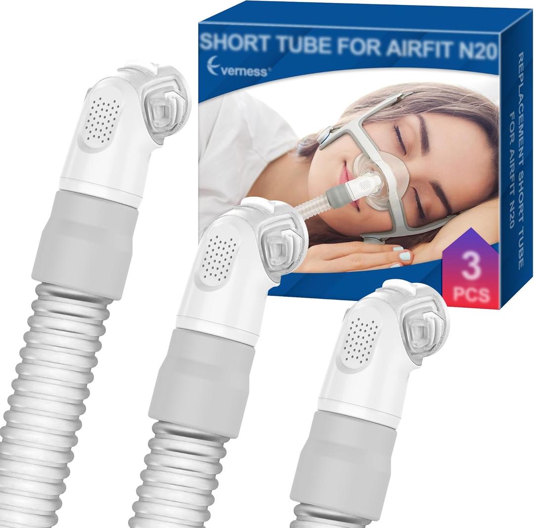 3 Packs Replacement Short Tube for Airfit N20 & Airtouch N20, Features Triple 360 Swivel & Quick-Release Technology for N20 CPAP Mask, Replacement CPAP Hose Tubing with Leak-Free Seal & Smart Quiet