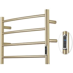Heated Towel Racks for Bathroom, Wall Mounted Electric Towel Warmer Racks with Timer & Temperature Control,Heater for Bathroom, Brushed (Round-Brushed Gold, 4 Bars)