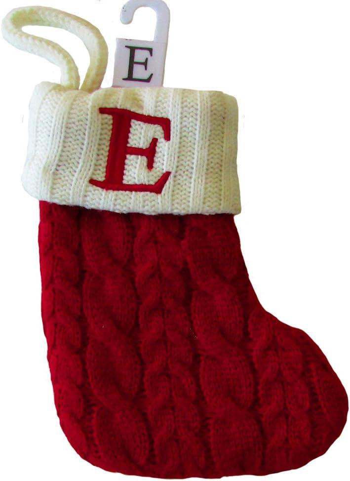 St. Nicholas Knit Monogram Fabric Christmas Stocking (E)