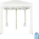 AMMSUN Beach Cabana with Beach Blanket, 7' x 7' Boho Canopy with Tassels, Premium Wood Pole, Fringe Cabana Tent with Sand Pockets, Instant Sun Shade for Sand, Garden, Outdoor, Elegant White