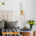 Benkut Modern LED Wall Sconce Gold Remote Wall Light Fixtures for Bathroom, Dimmable Vanity Light Indoor LED Remote Wall Sconce for Bedside Bedroom Living Dining Room (27.6inch 3000-6500K 1 Pack)