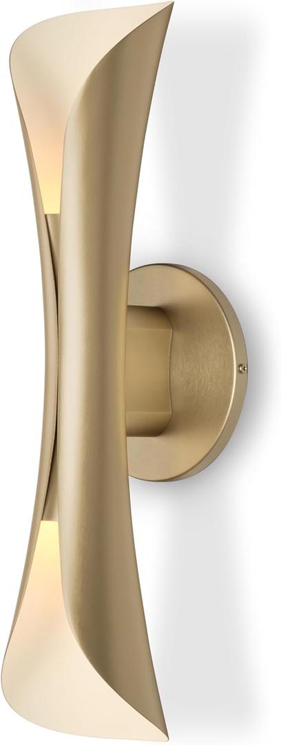 Tubicen Gold Wall Sconce Hardwired Mid Century Modern Home Theater Sconces Lighting Up and Down Dimmable Art Deco Wall Lights for Living Room Bedroom Hallway Stairway15.7 H