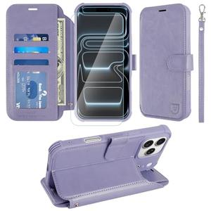 Amazon.com: VANAVAGY Wallet Case Compatible for iPhone 17 Pro Max 6.9-inch 2025, Folio Flip Case with Wrist Strap RFID Blocking Card Holder Kickstand, PU Leather Shockproof Cover Screen Protector, Clove Purple : Cell Phones & Accessories