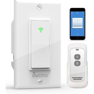 Smart Switch with App & Remote Control, Alexa Light Switch Single-Pole, 2.4GHz Wi-Fi Timer Wall Switch Compatible with Alexa Google Home, Neutral Wire Needed, No Hub Required (1 Pack)
