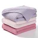Lulumoon Muslin Swaddle Blanket Baby - Cotton Swaddling Blanket Soft Baby Receiving Blankets Neutral 3Pack(Pink+Purple)
