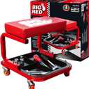 Big RED Torin 260lbs Red Rolling Automotive Creeper Garage/Shop Seat: Padded Mechanic Stool with Tool Large Tray for garages, Repair Shops