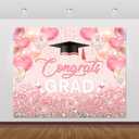 Graduation Backdrop 10x8ft Pink Congratulations Graduate Banner Congrats Grad Backdrop Class of 2025 Party Decorations Congratulate Graduation Prom Party Background