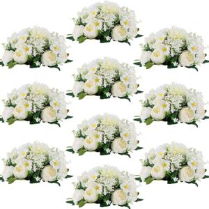Flower Balls Centerpieces for Tables: 10 PCS White Flowers for Centerpieces Floral Arrangements Centerpiece for Wedding Party Celebration Home