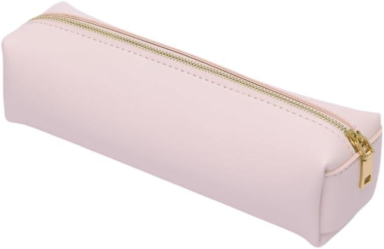 Student Color Pencil Faux Leather Case Bag Storage Cosmetic For School (Pink, Faux Leather)