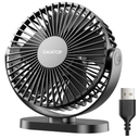 Gaiatop USB Desk Fan, 5.5 Inch Small Quiet Powerful 3 Speeds 90° Rotate, Personal Mini Portable Desktop Table Fans, Cooling for Home Office Car Travel Indoor Outdoor Black