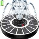 SZMP Solar Water Fountain Works in Cloudy Weather,Solar Fountain for Bird Bath 3.5W Faster Conversion Glass Solar Panel,Power Indicator Replaceable Nozzles,Built-in 2000mAh Battery(White Panel)