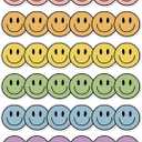 JarThenaAMCS 69 Ft Boho Happy Face Bulletin Board Borders Colorful Smile Face Adhesive Trim Border for Back to School Classroom Office Decoration