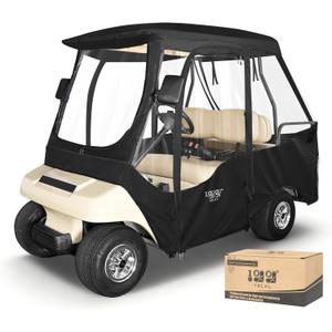 10L0L 4 Passenger Golf Cart Enclosure for Club Car DS Short Roof, 600D Waterproof Golf Cart Rain Cover, Heavy Duty Driving Enclosure, Snowproof Windproof, with Clear PVC Windows & Tail Light Panel (Black)