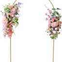 Queension 7.2FT Arch Backdrop Stand, Metal Wedding Arch Stand for Ceremony, Backdrop Stand Arch Frame with Base for Birthday Party Baby Shower Balloon Arch Decorations, Gold